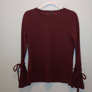 Ann Taylor Burgundy Top with Tie Sleeve